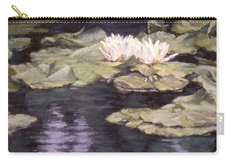 Monet’s Garden Zip Pouch featuring the painting Cuddlin by L Diane Johnson