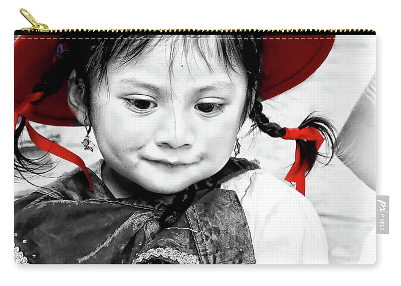 Girl Zip Pouch featuring the photograph Cuenca Kids 1188 by Al Bourassa