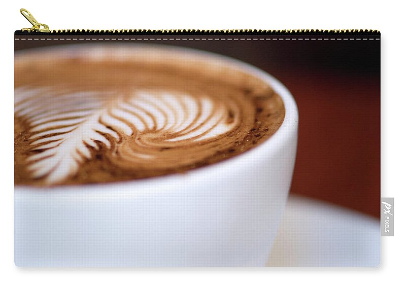 Cappuccino Zip Pouch featuring the photograph Cup Of Cappuccino by Helen Yin