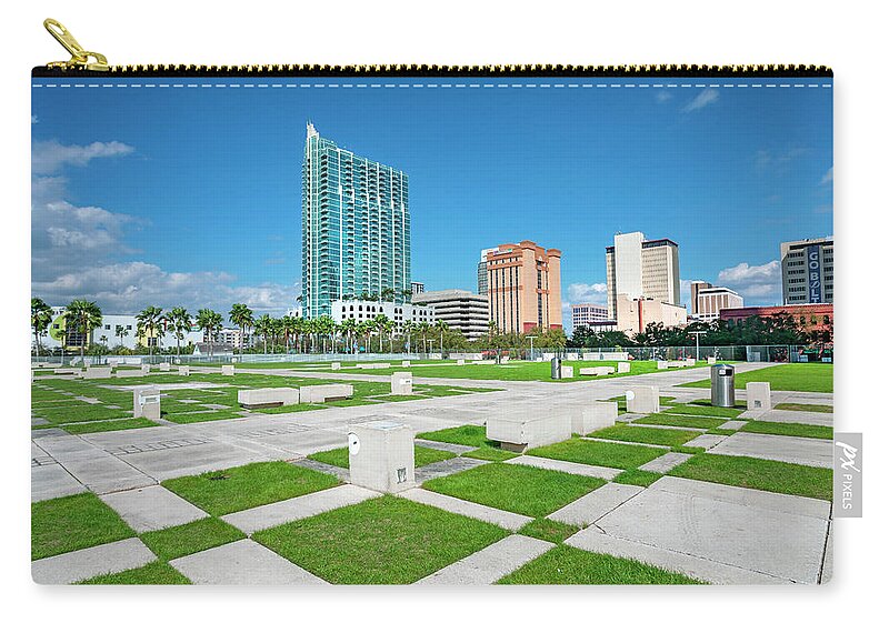 Estock Zip Pouch featuring the digital art Curtis Hixon Park In Tampa by Lumiere