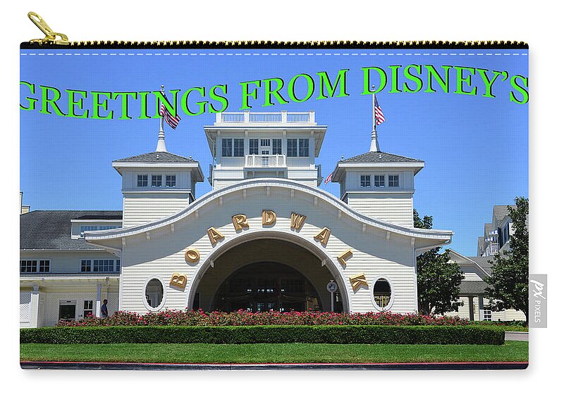 Luxury Zip Pouch featuring the photograph Custom greeting card Disney's Boardwalk by David Lee Thompson