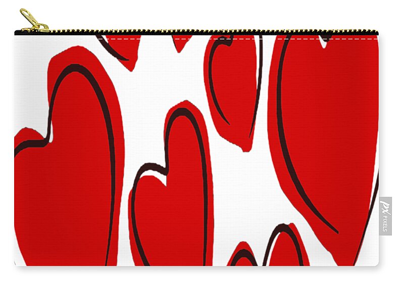 Heart Zip Pouch featuring the digital art Cute Hearts Random Pattern by Taiche Acrylic Art