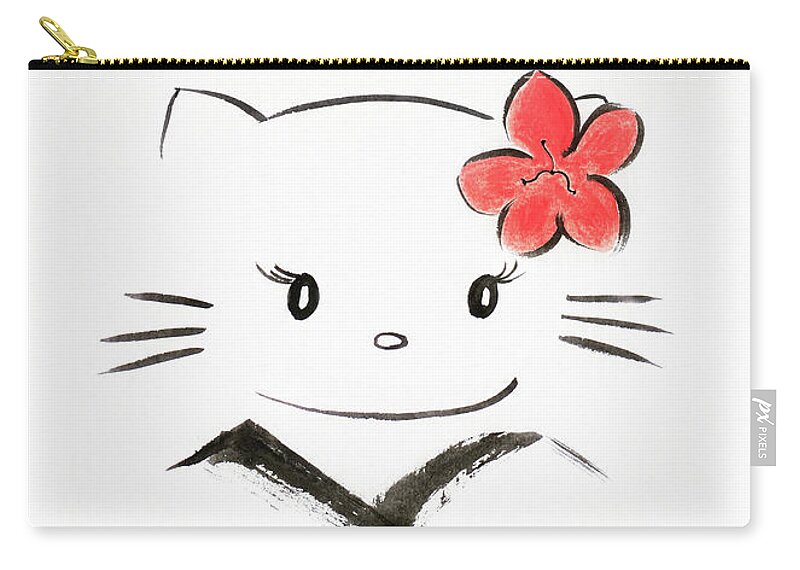 Cute hello kitty in a kimono Kawaii Japanese cartoon cat charact Carry-all  Pouch by Awen Fine Art Prints - Pixels