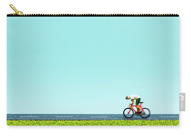 People Zip Pouch featuring the photograph Cyclist by Ultra.f