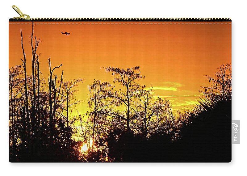 Airplane Zip Pouch featuring the photograph Cypress Swamp Sunset 3 by Steve DaPonte