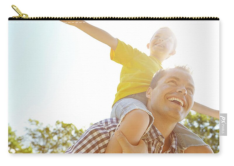Human Arm Zip Pouch featuring the photograph Dad Makes Me Feel Like I Can Fly by Gradyreese