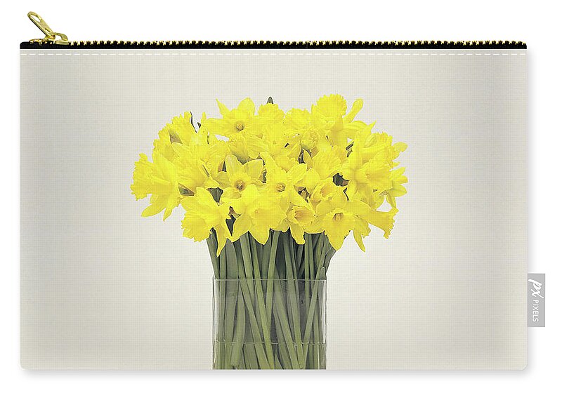 White Background Zip Pouch featuring the photograph Daffodils by Digital Vision.