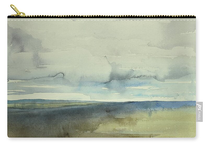 Landscape Zip Pouch featuring the painting dagrar over salenfjallen- Shifting daylight over mountain ridges, 11 of 12_4341_70x100 cm by Marica Ohlsson