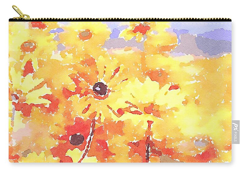 Yellow Zip Pouch featuring the painting Daisies by Wade Binford