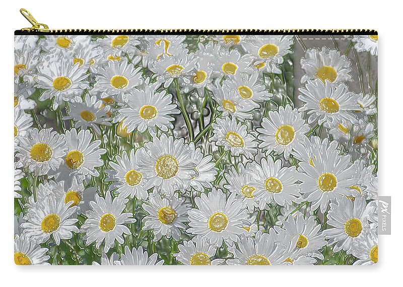 Daisy Carry-all Pouch featuring the digital art Daisy Texture by Kathy Paynter