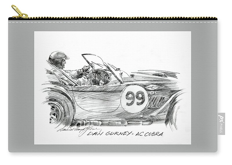 Ac Cobra Zip Pouch featuring the painting Dan Gurney Racing Ac Cobra 289 by David Lloyd Glover
