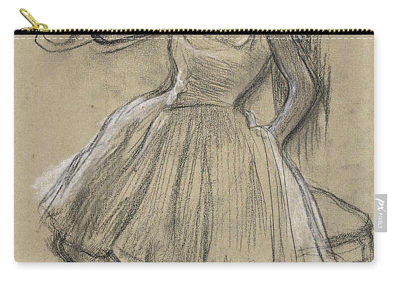 Edgar Degas Zip Pouch featuring the drawing Dancer with a Rose by Edgar Degas