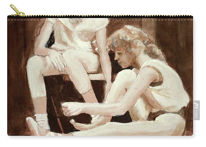 Ballet Practice Zip Pouch featuring the painting Dancers the drawing by David Zimmerman