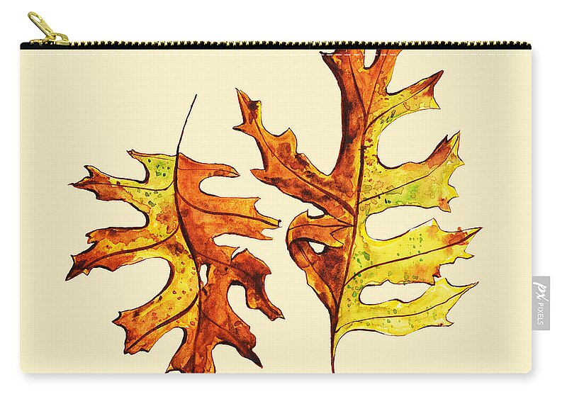 Autumn Leaf Zip Pouch featuring the painting Dancing Autumn Leaves by Boriana Giormova