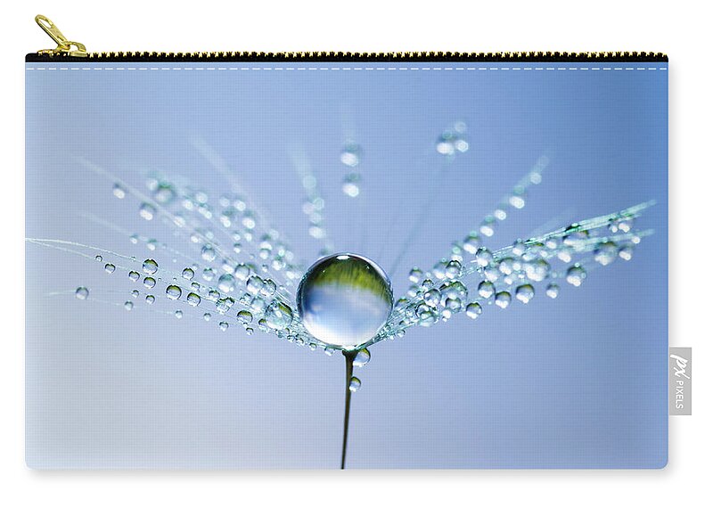 Single Flower Carry-all Pouch featuring the photograph Dandelion And Dew - Blue Sky Water by Thomasvogel