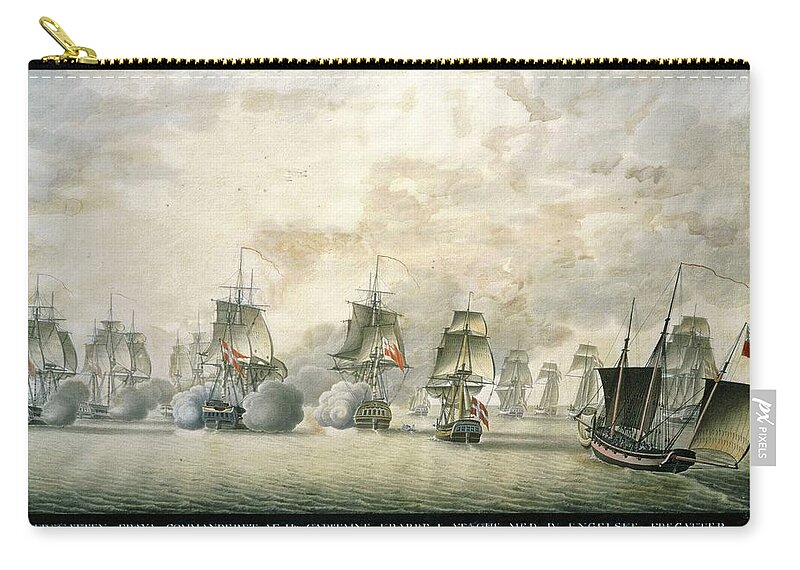 Barge Zip Pouch featuring the painting Danish Frigate Freya under Captain Krabbe attacks English ships 25.7.1800. by Album