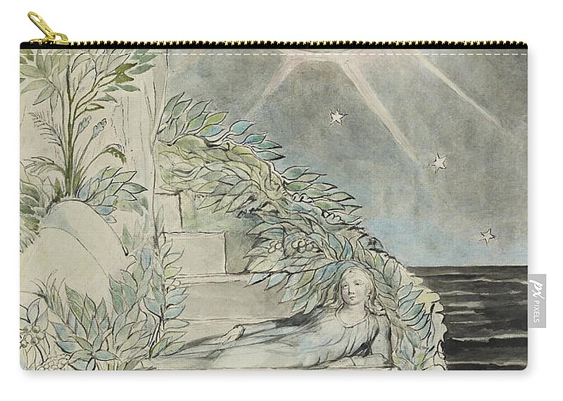 William Blake Zip Pouch featuring the painting Dante And Statius Sleeping, Virgil Watching Watercolor by William Blake