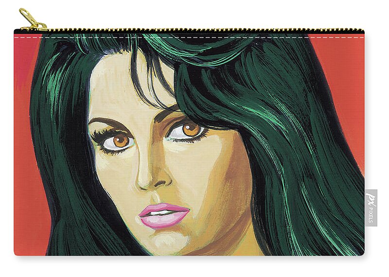 Beautiful Zip Pouch featuring the drawing Dark Haired Beauty by CSA Images