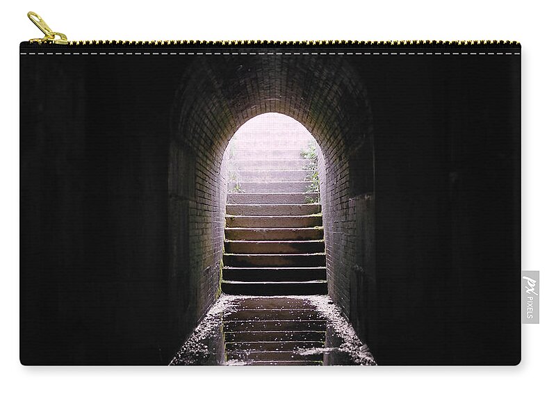 Tranquility Zip Pouch featuring the photograph Dark Watery Tunnel by Laura Findlay