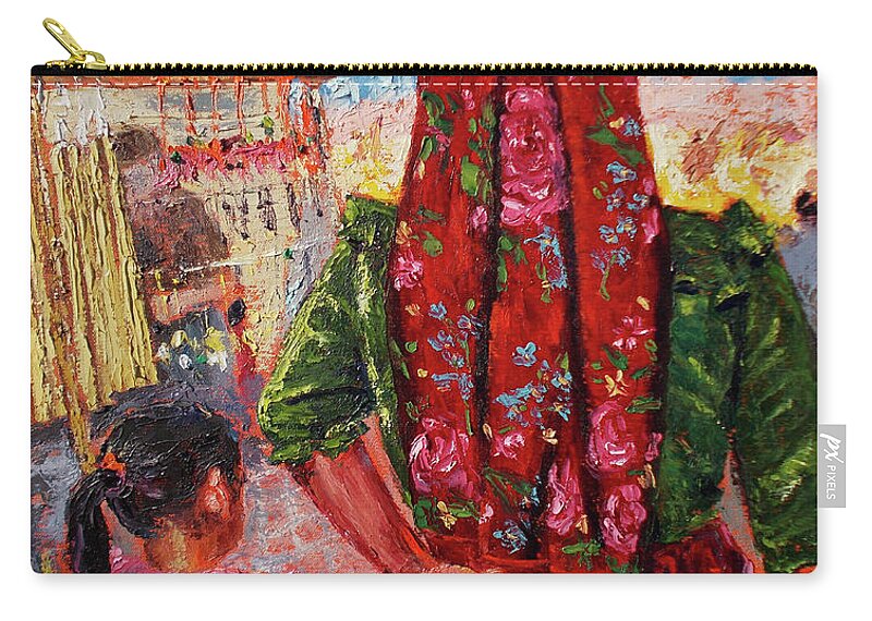 Mexico Zip Pouch featuring the painting De La Mano by Lilibeth Andre