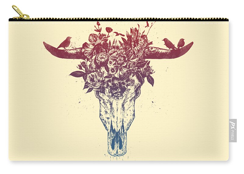 Bull Carry-all Pouch featuring the drawing Dead summer by Balazs Solti