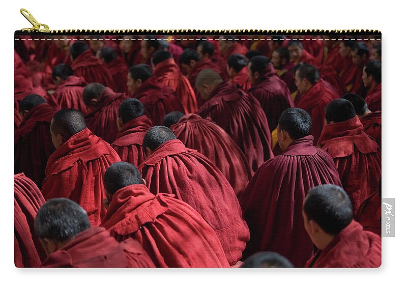 Punishment Zip Pouch featuring the photograph Debating Monks by Caval
