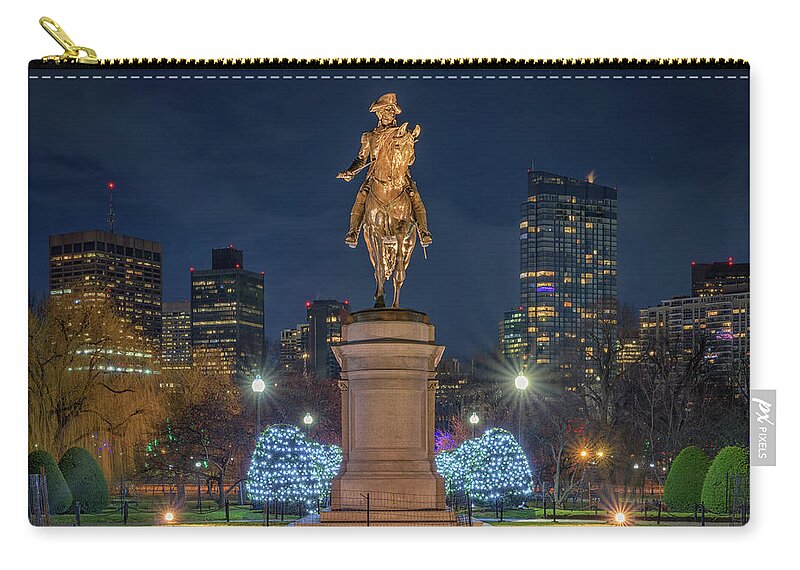 Boston Zip Pouch featuring the photograph December Evening in Boston's Public Garden by Kristen Wilkinson