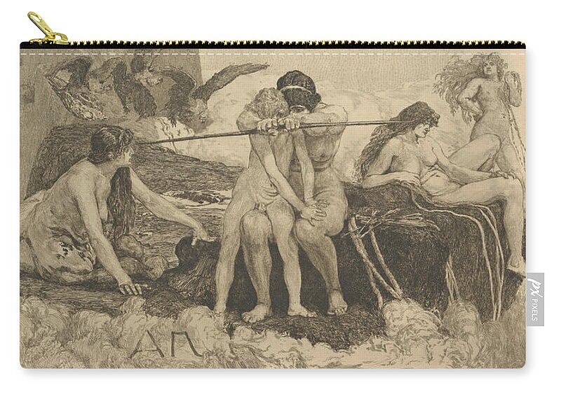 19th Century Art Zip Pouch featuring the relief Dedication by Max Klinger