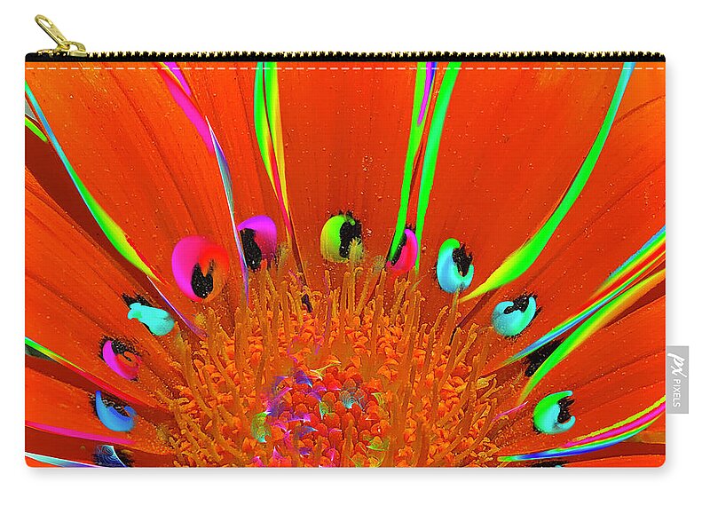 Coral Zip Pouch featuring the digital art Deep Coral Bloom by Cindy Greenstein
