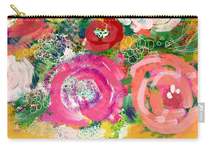 Flowers Zip Pouch featuring the mixed media Delightful Bouquet 4- Art by Linda Woods by Linda Woods