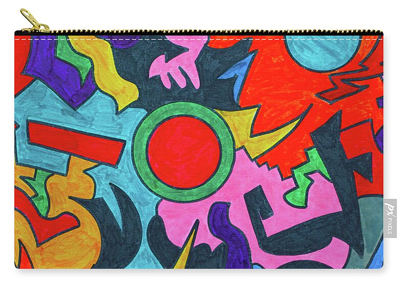Cubism Zip Pouch featuring the painting Demons From Hell  by Robert Margetts