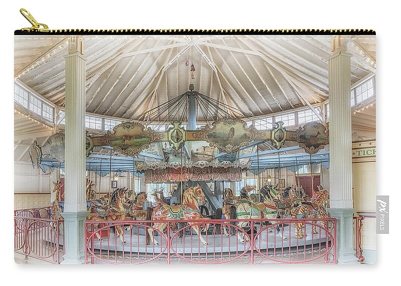 Carousel Zip Pouch featuring the photograph Dentzel Carousel by Susan Rissi Tregoning
