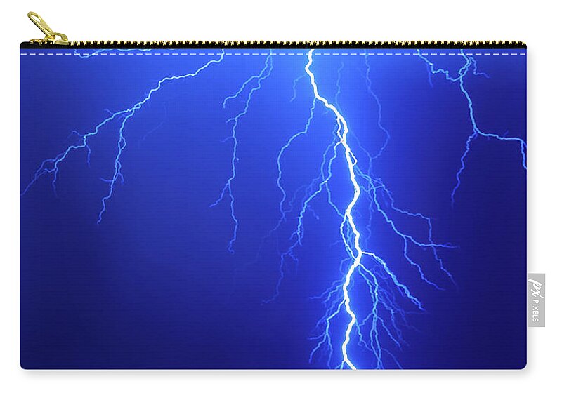 2011 Zip Pouch featuring the photograph 1101 Desert Lightning by Kenneth Johnson