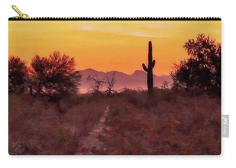 Affordable Carry-all Pouch featuring the photograph Desert Sunrise Trail by Judy Kennedy