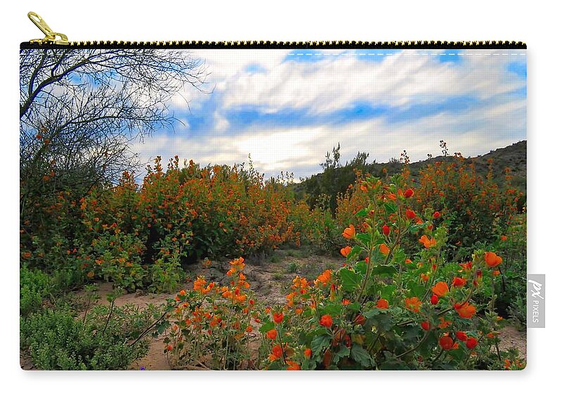 Arizona Carry-all Pouch featuring the photograph Desert Wildflowers in the Valley by Judy Kennedy