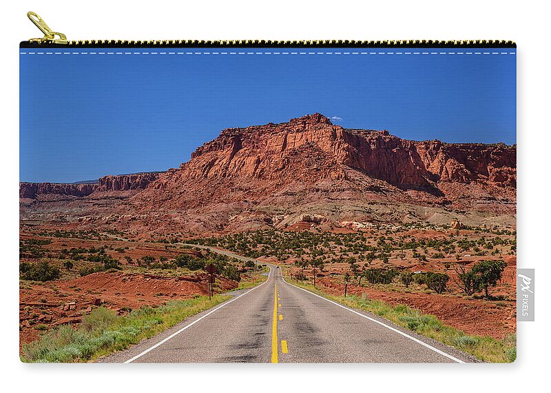 Estock Zip Pouch featuring the digital art Deserted Highway by Udo Siebig