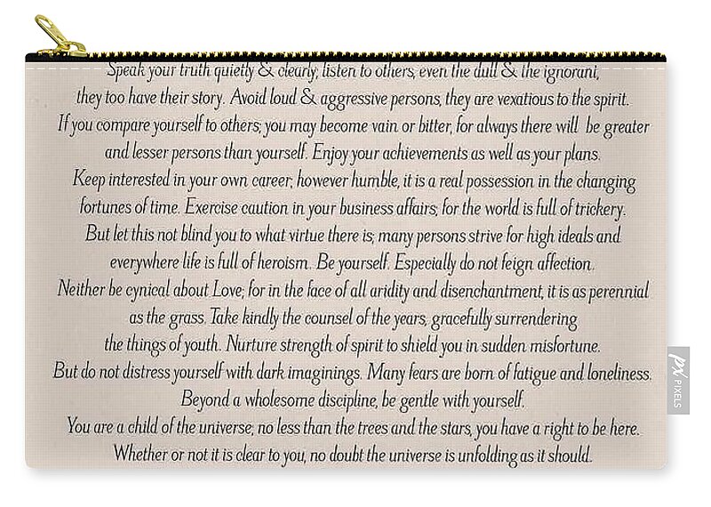 Desiderata Poem by Max Ehrmann Classic Taupe Design Carry-all Pouch for ...