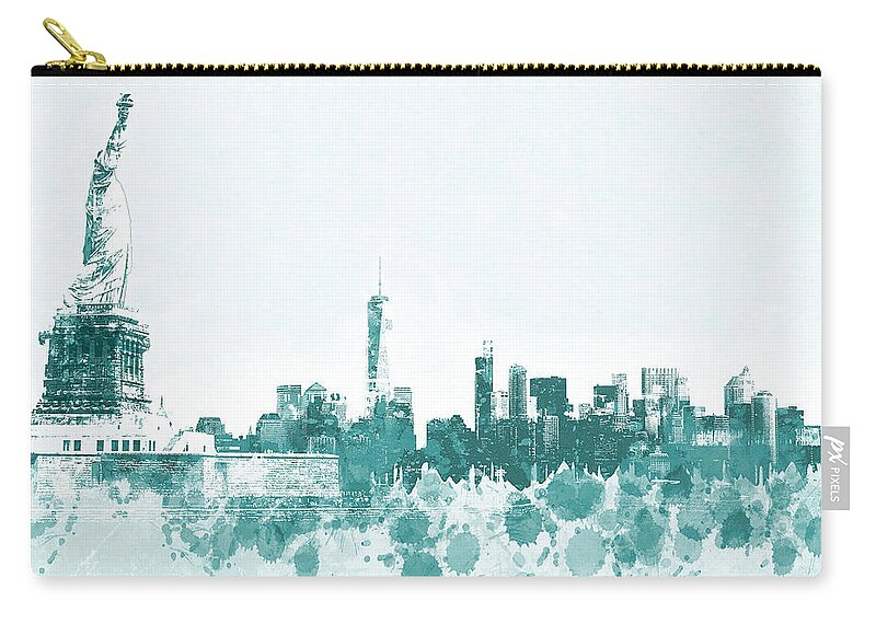 New York Zip Pouch featuring the mixed media Design 139 New York City by Lucie Dumas
