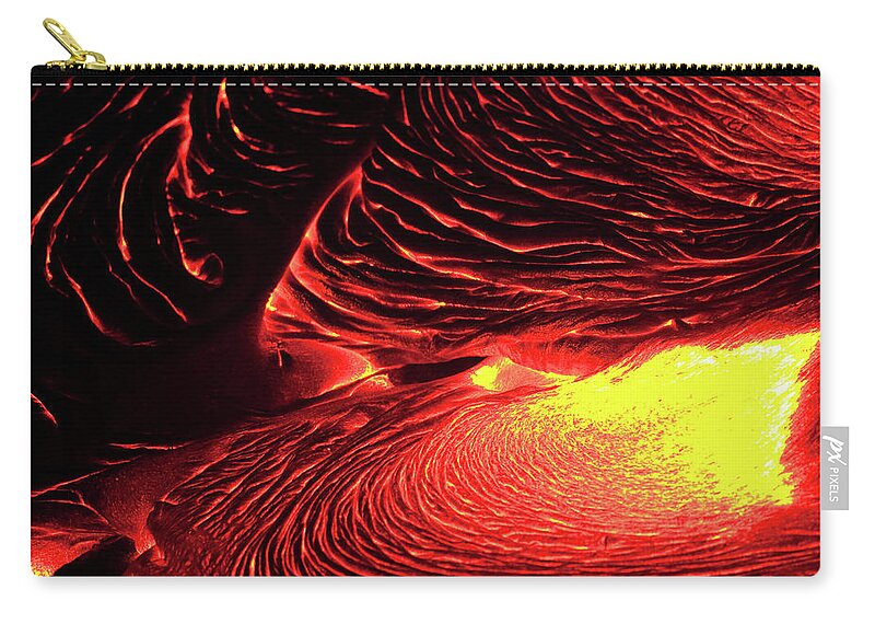 Hawaii Volcanoes National Park Carry-all Pouch featuring the photograph Detail Of Flowing Lava, Hawaii by Mint Images/ Art Wolfe