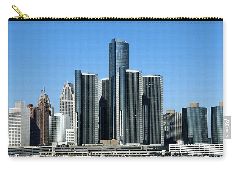 Detroit Zip Pouch featuring the photograph Detroit Skyline by Kim Steele