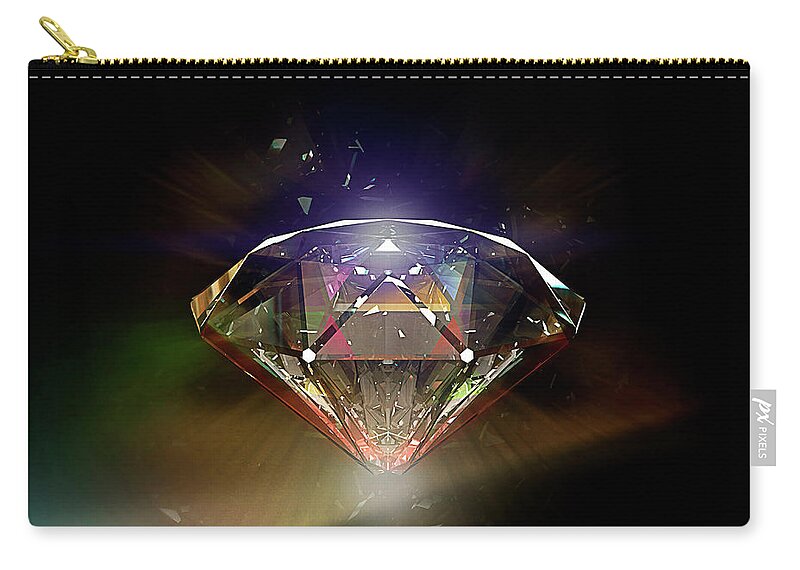 Black Background Zip Pouch featuring the photograph Diamond 02 by Mina De La O
