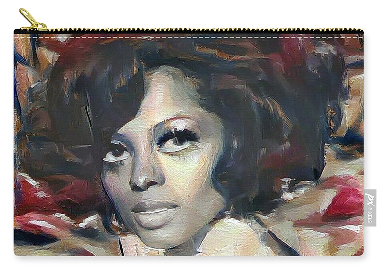 Diana Zip Pouch featuring the digital art Diana Ross by Richard Laeton