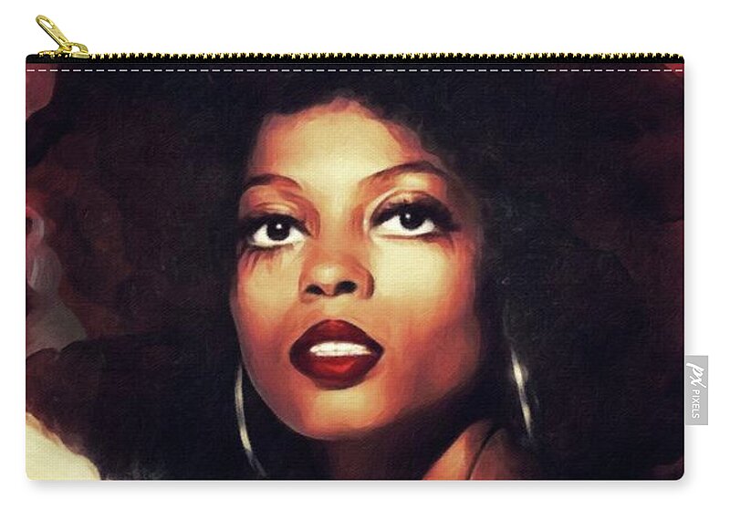 Diana Zip Pouch featuring the painting Diana Ross, Singer by Esoterica Art Agency