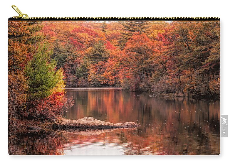 Birch Pond Lynn Massachusetts Zip Pouch featuring the photograph Digial paint of Birch Pond by Jeff Folger