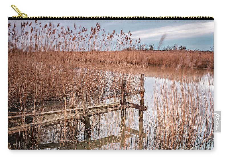 Utvalinge Zip Pouch featuring the photograph Dilapitated old jetty by Sophie McAulay