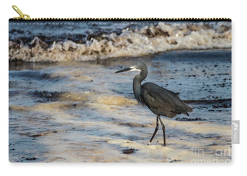 Heron Zip Pouch featuring the photograph Western reef heron, Zanzibar by Lyl Dil Creations
