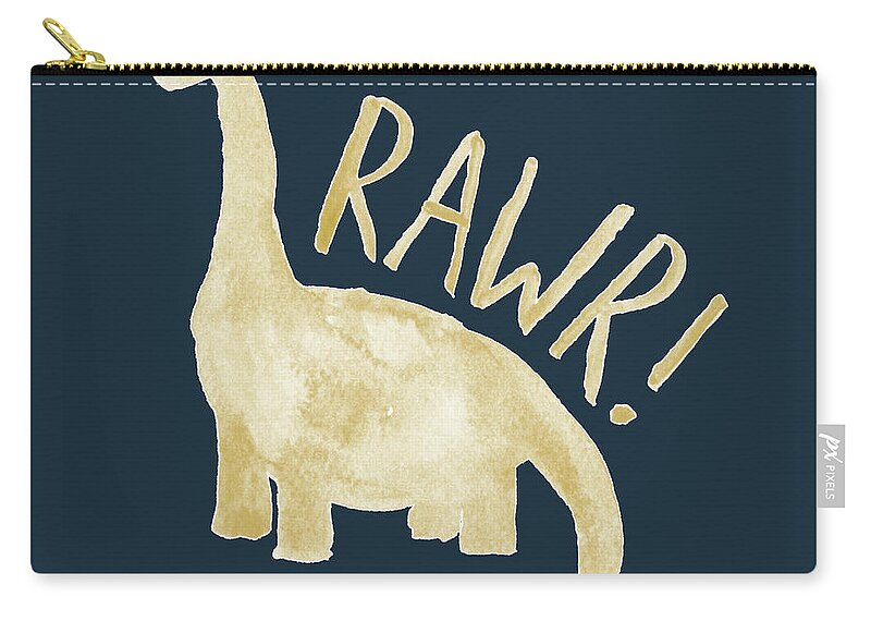 Rawr Zip Pouch featuring the mixed media Dinosaur Rawr by Sd Graphics Studio