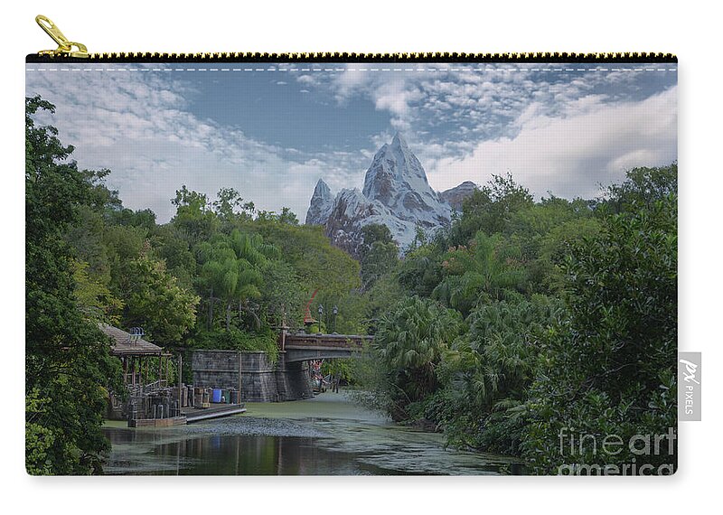 Mountain Zip Pouch featuring the photograph Disney World Mountain by Dale Powell