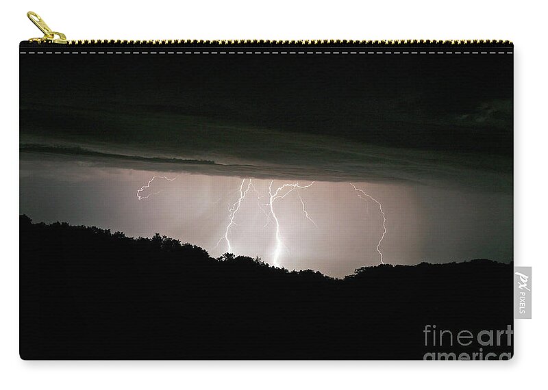 Lightning Zip Pouch featuring the photograph DIstant Lightning Landscape by Pete Klinger