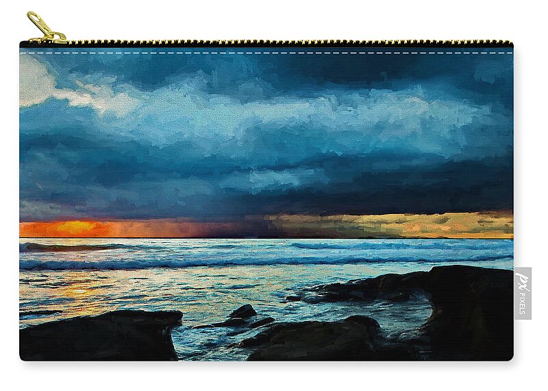 Clouds Zip Pouch featuring the digital art Distant Rain Clouds by Russ Harris